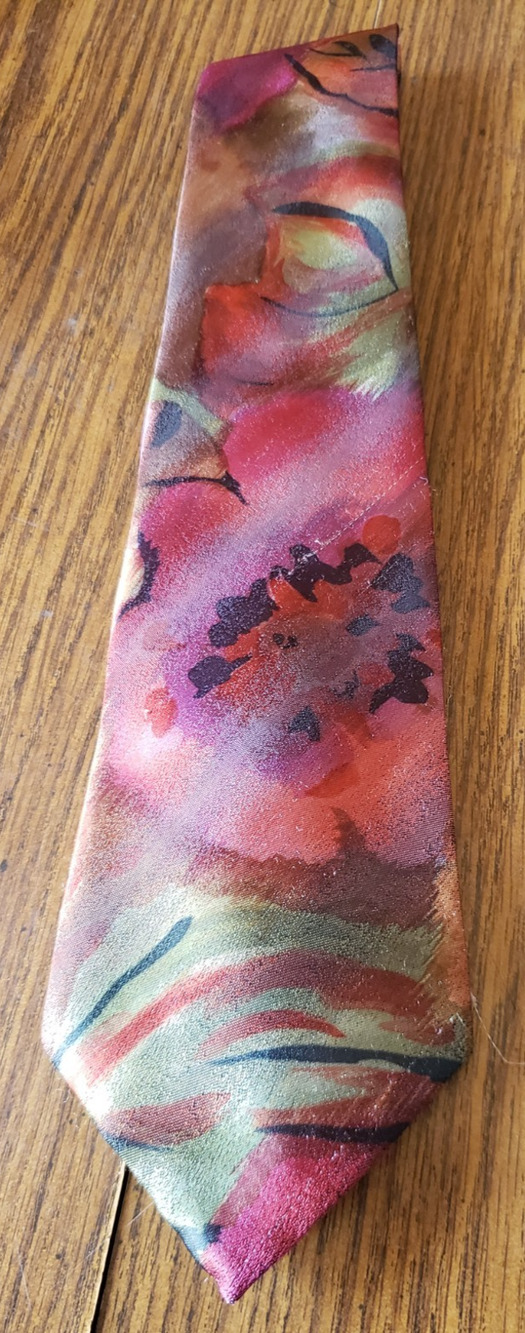 Towncraft Abstract Floral Gold and Red Painterly Necktie Tie